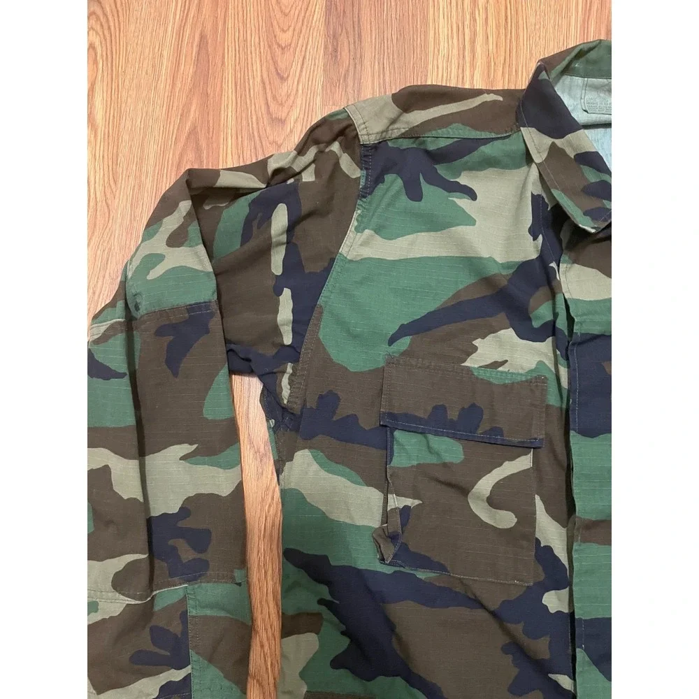 US Army BDU Combat Jacket Mens Large Long Woodland Camouflage Hot Weather